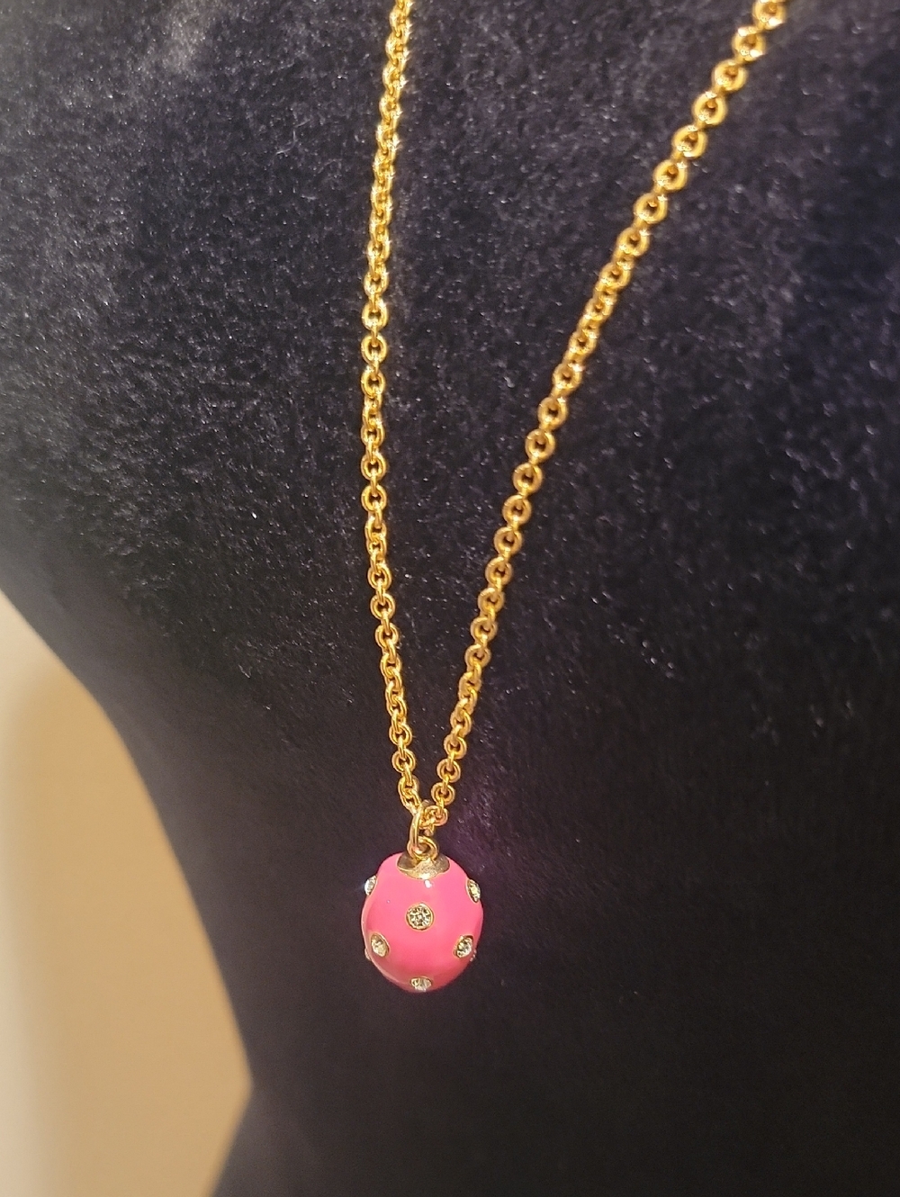 J. Crew Gold-Tone Chain with Hot Pink Enamel Pendant